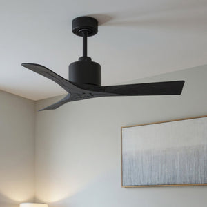 Urban Ambiance - Ceiling Fan - UMC9410 Scandinavian Indoor/Outdoor Ceiling Fan, 12" (Plus Downrod) H x 42" W x 42" D, Matte Black Finish, Breecelyn Collection - 