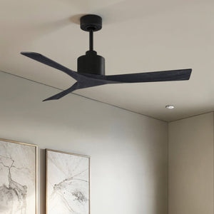 Urban Ambiance - Ceiling Fan - UMC9411 Minimalist Indoor/Outdoor Ceiling Fan, 12" (Plus Downrod) H x 52" W x 52" D, Matte Black Finish, Breecelyn Collection - 