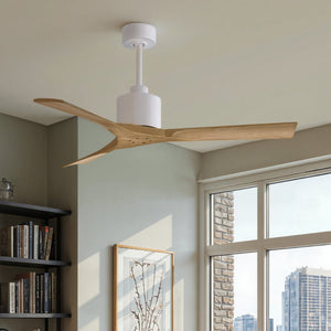 Urban Ambiance - Ceiling Fan - UMC9420 Contemporary Indoor/Outdoor Ceiling Fan, 12" (Plus Downrod) H x 52" W x 52" D, Matte White Finish, Breecelyn Collection - 