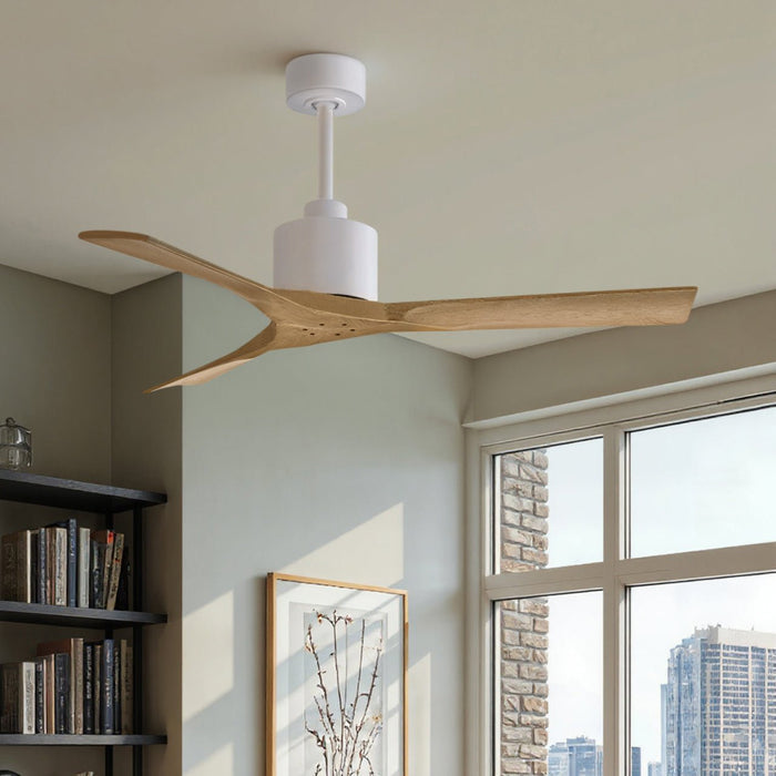 UMC9420 Contemporary Indoor/Outdoor Ceiling Fan, 12" (Plus Downrod) H x 52" W x 52" D, Matte White Finish, Breecelyn Collection