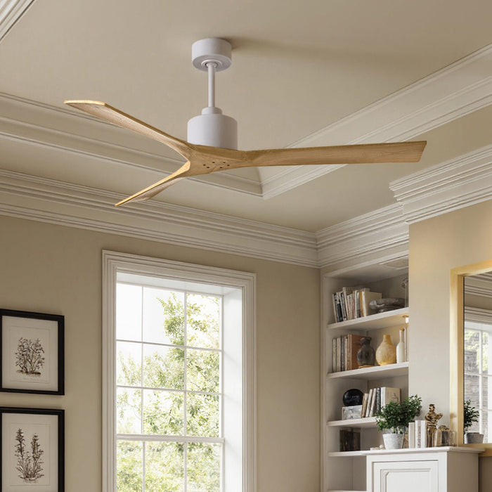 UMC9421 Modern Indoor/Outdoor Ceiling Fan, 12" (Plus Downrod) H x 60" W x 60" D, Matte White Finish, Breecelyn Collection