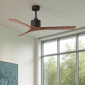 Urban Ambiance - Ceiling Fan - UMC9426 Modern Indoor/Outdoor Ceiling Fan, 12" (Plus Downrod) H x 60" W x 60" D, Textured Bronze Finish, Breecelyn Collection - 