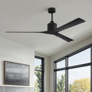 Urban Ambiance - Ceiling Fan - UMC9427 Industrial Indoor/Outdoor Ceiling Fan, 12" (Plus Downrod) H x 72" W x 72" D, Matte Black Finish, Breecelyn Collection - 