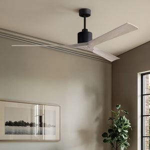 Urban Ambiance - Ceiling Fan - UMC9429 Industrial Indoor/Outdoor Ceiling Fan, 12" (Plus Downrod) H x 72" W x 72" D, Matte Black Finish, Breecelyn Collection - 