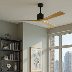 Urban Ambiance - Ceiling Fan - UMC9430 Urban Loft Indoor/Outdoor Ceiling Fan, 12" (Plus Downrod) H x 72" W x 72" D, Matte Black Finish, Breecelyn Collection - 
