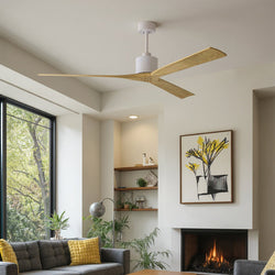Urban Ambiance - Ceiling Fan - UMC9432 Industrial Indoor/Outdoor Ceiling Fan, 12" (Plus Downrod) H x 72" W x 72" D, Matte White Finish, Breecelyn Collection - 