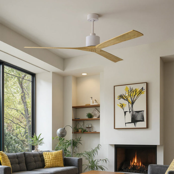 UMC9432 Industrial Indoor/Outdoor Ceiling Fan, 12" (Plus Downrod) H x 72" W x 72" D, Matte White Finish, Breecelyn Collection