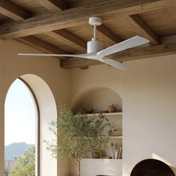 Urban Ambiance - Ceiling Fan - UMC9433 Art Deco Indoor/Outdoor Ceiling Fan, 12" (Plus Downrod) H x 72" W x 72" D, Matte White Finish, Breecelyn Collection - 