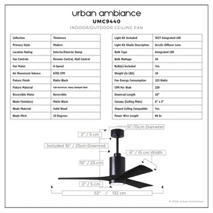 Urban Ambiance - Ceiling Fan - UMC9440 Modern Indoor/Outdoor Ceiling Fan, 14