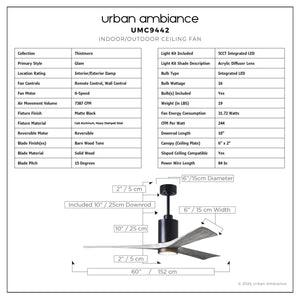 Urban Ambiance - Ceiling Fan - UMC9442 Glam Indoor/Outdoor Ceiling Fan, 14