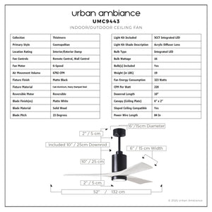 Urban Ambiance - Ceiling Fan - UMC9443 Cosmopolitan Indoor/Outdoor Ceiling Fan, 14