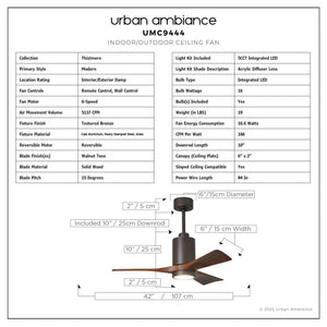 Urban Ambiance - Ceiling Fan - UMC9444 Modern Indoor/Outdoor Ceiling Fan, 14