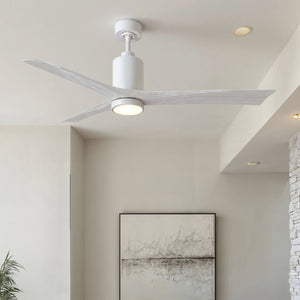 Urban Ambiance - Ceiling Fan - UMC9448 Scandinavian Indoor/Outdoor Ceiling Fan, 14" (Plus Downrod) H x 60" W x 60" D, Gloss White Finish, Thistmere Collection - 