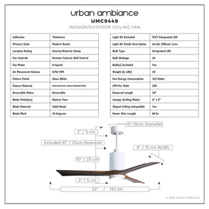 Urban Ambiance - Ceiling Fan - UMC9449 Modern Rustic Indoor/Outdoor Ceiling Fan, 14