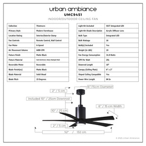 Urban Ambiance - Ceiling Fan - UMC9451 Modern Farmhouse Indoor/Outdoor Ceiling Fan, 14
