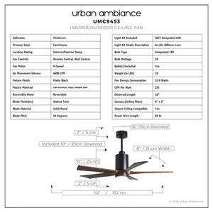 Urban Ambiance - Ceiling Fan - UMC9453 Farmhouse Indoor/Outdoor Ceiling Fan, 14
