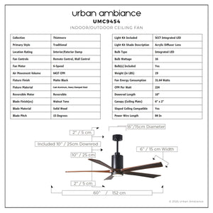 Urban Ambiance - Ceiling Fan - UMC9454 Traditional Indoor/Outdoor Ceiling Fan, 14