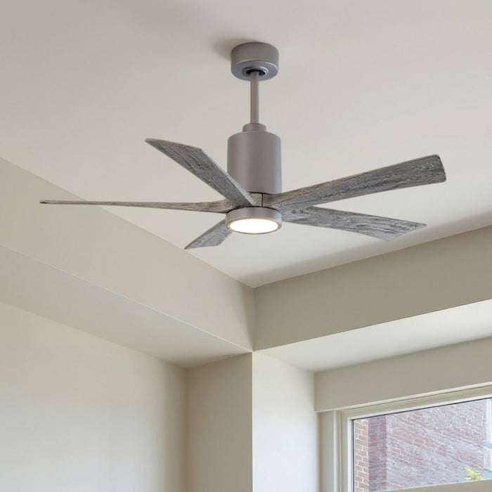 UMC9455 Farmhouse Indoor/Outdoor Ceiling Fan, 14" (Plus Downrod) H x 52" W x 52" D, Brushed Nickel Finish, Thistmere Collection