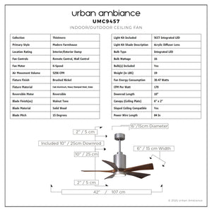 Urban Ambiance - Ceiling Fan - UMC9457 Modern Farmhouse Indoor/Outdoor Ceiling Fan, 14