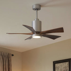 Urban Ambiance - Ceiling Fan - UMC9457 Modern Farmhouse Indoor/Outdoor Ceiling Fan, 14" (Plus Downrod) H x 42" W x 42" D, Brushed Nickel Finish, Thistmere Collection - 