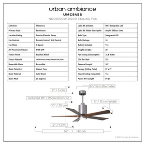 Urban Ambiance - Ceiling Fan - UMC9458 Farmhouse Indoor/Outdoor Ceiling Fan, 14