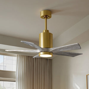 Urban Ambiance - Ceiling Fan - UMC9461 Glam Indoor/Outdoor Ceiling Fan, 14" (Plus Downrod) H x 42" W x 42" D, Brushed Brass Finish, Thistmere Collection - 