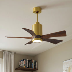 Urban Ambiance - Ceiling Fan - UMC9463 American Bungalow Indoor/Outdoor Ceiling Fan, 14" (Plus Downrod) H x 42" W x 42" D, Brushed Brass Finish, Thistmere Collection - 