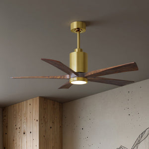 Urban Ambiance - Ceiling Fan - UMC9464 Farmhouse Indoor/Outdoor Ceiling Fan, 14" (Plus Downrod) H x 52" W x 52" D, Brushed Brass Finish, Thistmere Collection - 