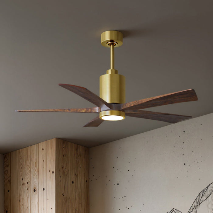 UMC9464 Farmhouse Indoor/Outdoor Ceiling Fan, 14" (Plus Downrod) H x 52" W x 52" D, Brushed Brass Finish, Thistmere Collection