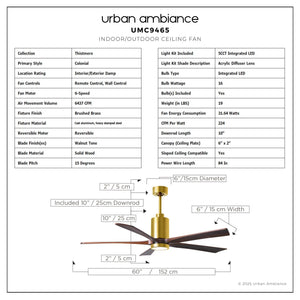 Urban Ambiance - Ceiling Fan - UMC9465 Colonial Indoor/Outdoor Ceiling Fan, 14