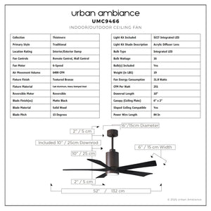 Urban Ambiance - Ceiling Fan - UMC9466 Traditional Indoor/Outdoor Ceiling Fan, 14
