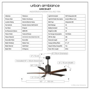 Urban Ambiance - Ceiling Fan - UMC9467 Modern Farmhouse Indoor/Outdoor Ceiling Fan, 14