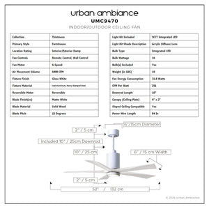 Urban Ambiance - Ceiling Fan - UMC9470 Farmhouse Indoor/Outdoor Ceiling Fan, 14