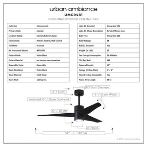 Urban Ambiance - Ceiling Fan - UMC9481 Colonial Indoor/Outdoor Ceiling Fan, 12