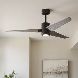 Urban Ambiance - Ceiling Fan - UMC9489 Farmhouse Indoor/Outdoor Ceiling Fan, 12" (Plus Downrod) H x 60" W x 60" D, Textured Bronze Finish, Glimmereach Collection - 
