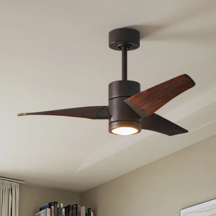 UMC9490 Modern Farmhouse Indoor/Outdoor Ceiling Fan, 12" (Plus Downrod) H x 42" W x 42" D, Textured Bronze Finish, Glimmereach Collection