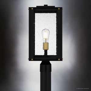 Urban Ambiance - Post Light - UQL10005 Mid Century Modern Outdoor Post Light, 18.75''H x 9.5''W x 9.5''D, Matte Black Finish, Southbank Collection - 