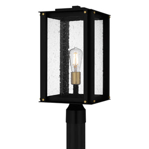 Urban Ambiance - Post Light - UQL10005 Mid Century Modern Outdoor Post Light, 18.75''H x 9.5''W x 9.5''D, Matte Black Finish, Southbank Collection - 
