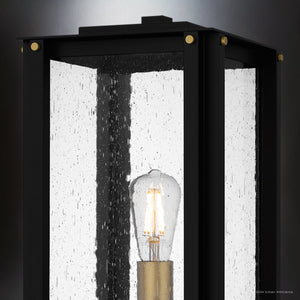 Urban Ambiance - Post Light - UQL10005 Mid Century Modern Outdoor Post Light, 18.75''H x 9.5''W x 9.5''D, Matte Black Finish, Southbank Collection - 