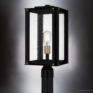 Urban Ambiance - Post Light - UQL10005 Mid Century Modern Outdoor Post Light, 18.75''H x 9.5''W x 9.5''D, Matte Black Finish, Southbank Collection - 