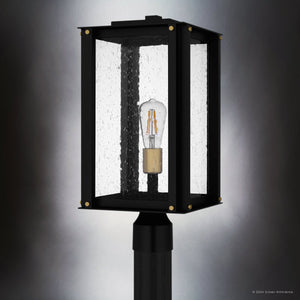 Urban Ambiance - Post Light - UQL10005 Mid Century Modern Outdoor Post Light, 18.75''H x 9.5''W x 9.5''D, Matte Black Finish, Southbank Collection - 