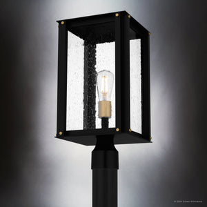 Urban Ambiance - Post Light - UQL10005 Mid Century Modern Outdoor Post Light, 18.75''H x 9.5''W x 9.5''D, Matte Black Finish, Southbank Collection - 