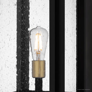 Urban Ambiance - Post Light - UQL10005 Mid Century Modern Outdoor Post Light, 18.75''H x 9.5''W x 9.5''D, Matte Black Finish, Southbank Collection - 