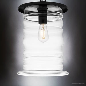 Urban Ambiance - Pendant - UQL10013 Classic Outdoor Pendant, 17.25''H x 10.5''W x 10.5''D, Matte Black Finish, Dayton Collection - 