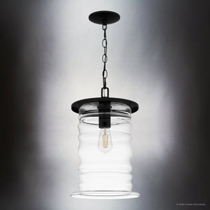 Urban Ambiance - Pendant - UQL10013 Classic Outdoor Pendant, 17.25''H x 10.5''W x 10.5''D, Matte Black Finish, Dayton Collection - 