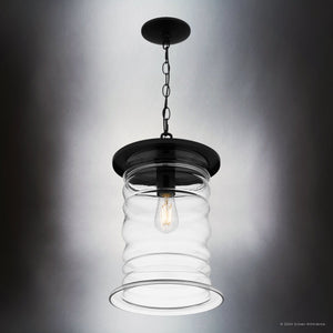 Urban Ambiance - Pendant - UQL10013 Classic Outdoor Pendant, 17.25''H x 10.5''W x 10.5''D, Matte Black Finish, Dayton Collection - 