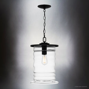 Urban Ambiance - Pendant - UQL10013 Classic Outdoor Pendant, 17.25''H x 10.5''W x 10.5''D, Matte Black Finish, Dayton Collection - 