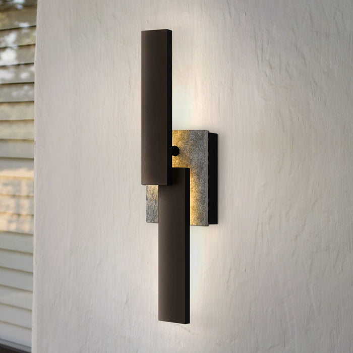 UQL10020 Modern Outdoor Wall Sconce, 18''H x 4.5''W x 3.5''D, Earth Black Finish, Laredo Collection