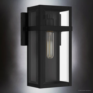 Urban Ambiance - Wall Sconce - UQL10030 Modern Farmhouse Outdoor Wall Sconce, 13''H x 7.5''W x 5.5''D, Matte Black Finish, Penrith Collection - 