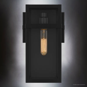 Urban Ambiance - Wall Sconce - UQL10030 Modern Farmhouse Outdoor Wall Sconce, 13''H x 7.5''W x 5.5''D, Matte Black Finish, Penrith Collection - 